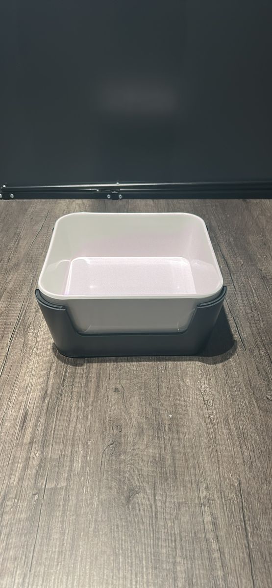 Raised Pet Food Bowl with Removable White Dish and Dark Stand