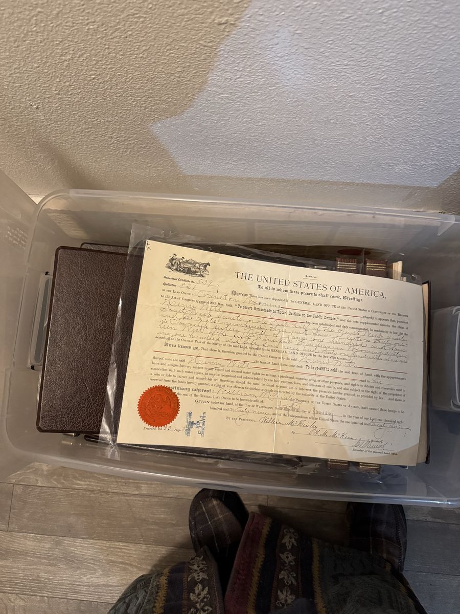 Rare Original 1909 Homestead Certificate Grant Deed - Henry Mitt, Wyoming Land Office