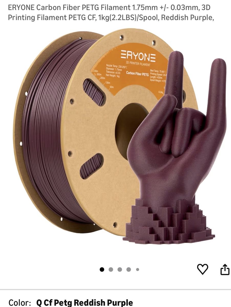 Eryone Glass, Carbon Fiber PETG filament