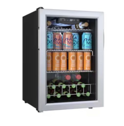NEW EdgeStar 17.00-in W 80 -Can Capacity Black Cabinet Stainless Steel Door Beverage Refrigerator 
