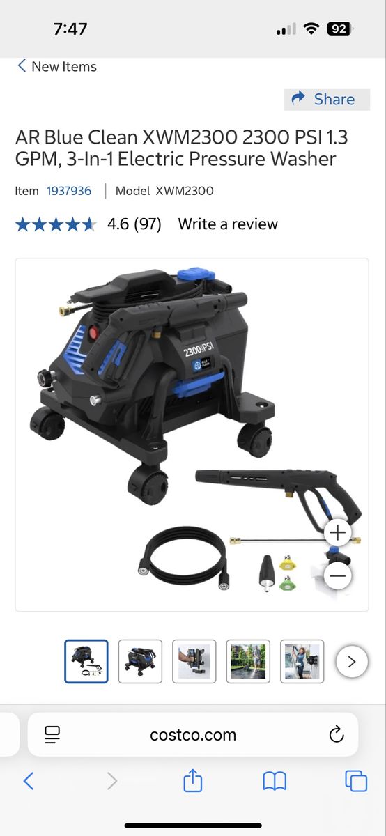 AR Blue Clean XWM2300 Electric Pressure Washer - 2300 PSI, 1.3 GPM, 3-in-1 Design