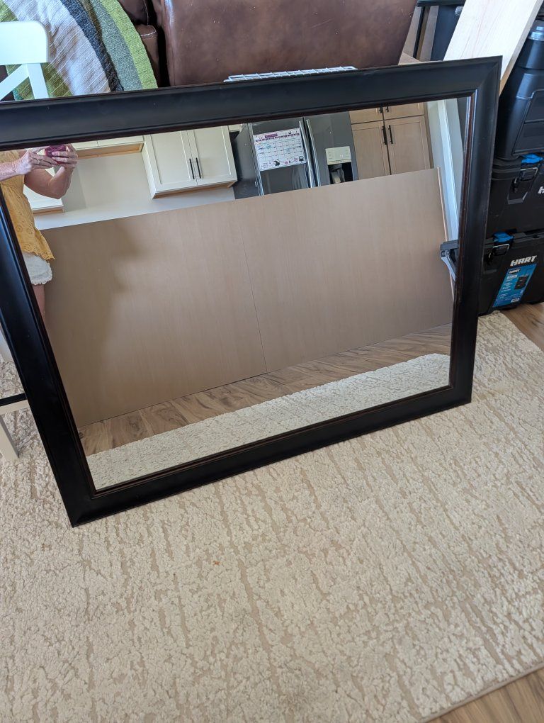 Black Framed Wall Mirror, Large Rectangular