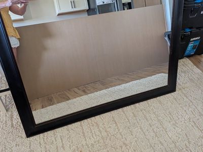 Black Framed Wall Mirror, Large Rectangular