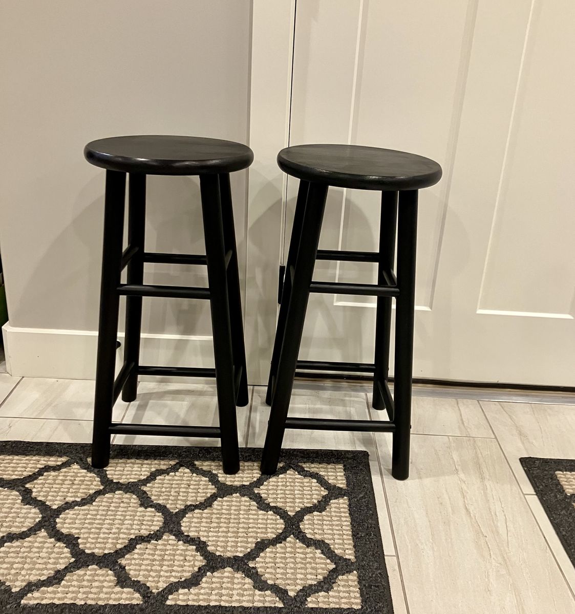 2 - Round Black Barstools