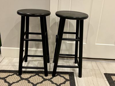 2 - Round Black Barstools
