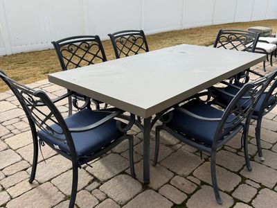 Outdoor Table With Chairs And Lounge Chairs Set