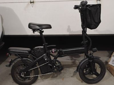 14" Folding Electric Bike with headlight, taillight ,Basket & Rear Passenger Seat
