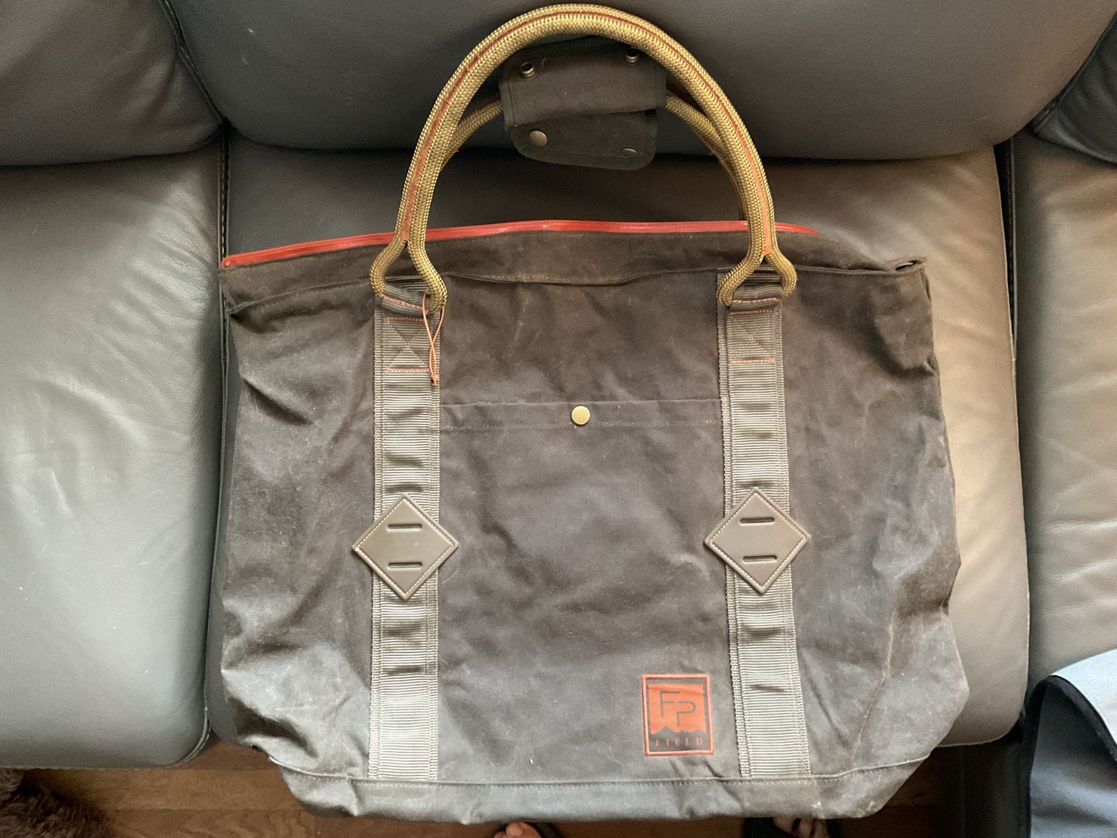 Fishpond field gear oiled canvas Riverbank pack and Horse Thief Tote .