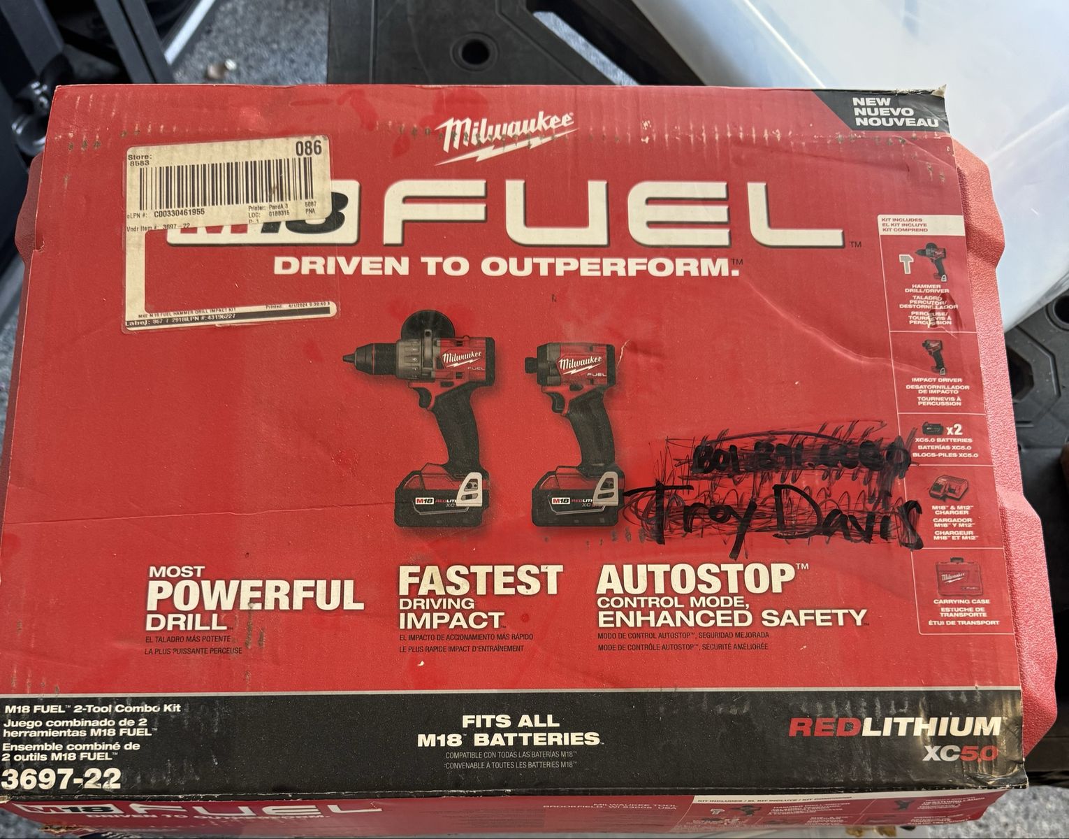 Milwaukee drill set with batteries- new