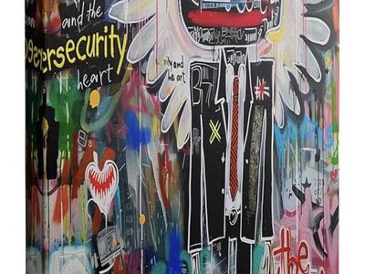 Graffiti Street Art Canvas Wall Printing Basquiat Style Crown Wings Angel Decor