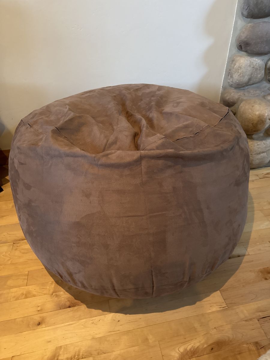 Large Brown Microsuede Beanbag Chair - Comfy Seating for Living Room or Bedroom