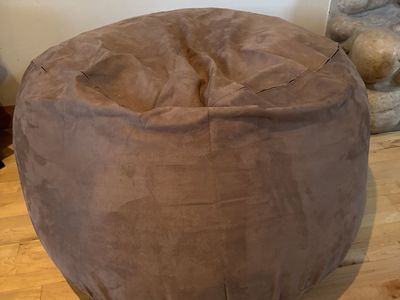Large Brown Microsuede Beanbag Chair - Comfy Seating for Living Room or Bedroom