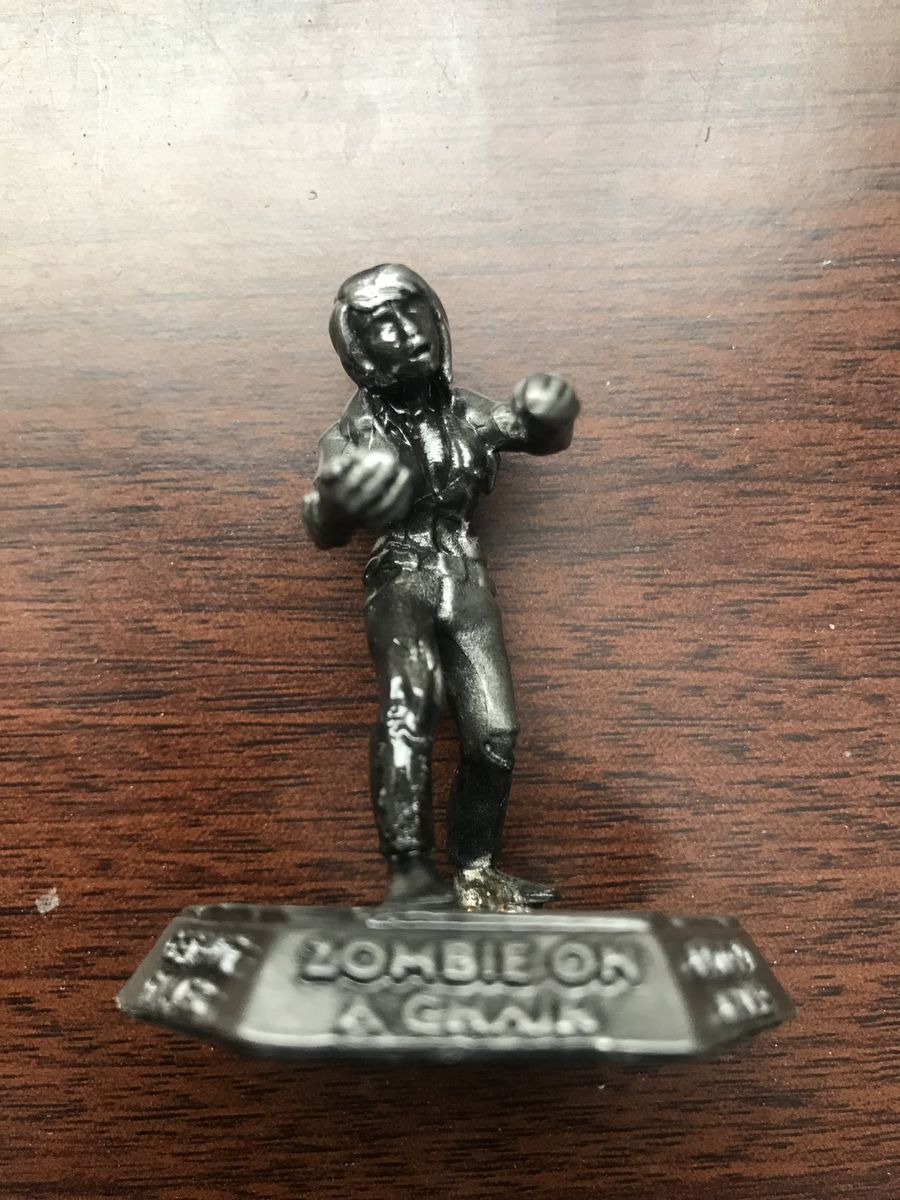 Zombie on a Chain metal figurine statue getout 2 inches Halloween party decor gothic pedestal felt