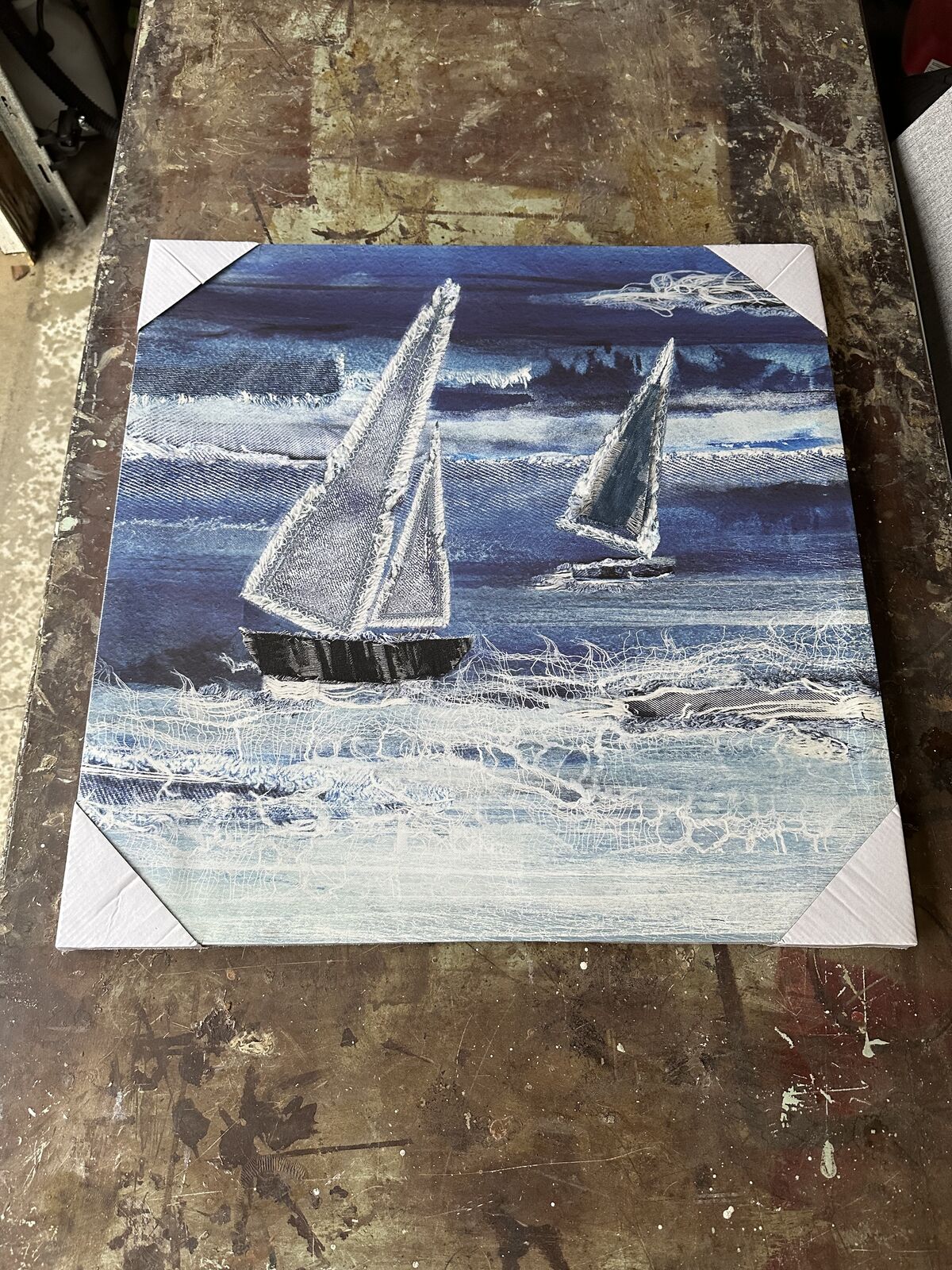 Two Ships at Sea Canvas Wall Art 20”x20” — New