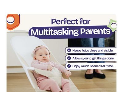 ComfyBumpy Ergonomic Baby Bouncer Seat - Safe, Portable Bouncing Chair with Adjustable Height Positions - Infant Bouncy Seat Per