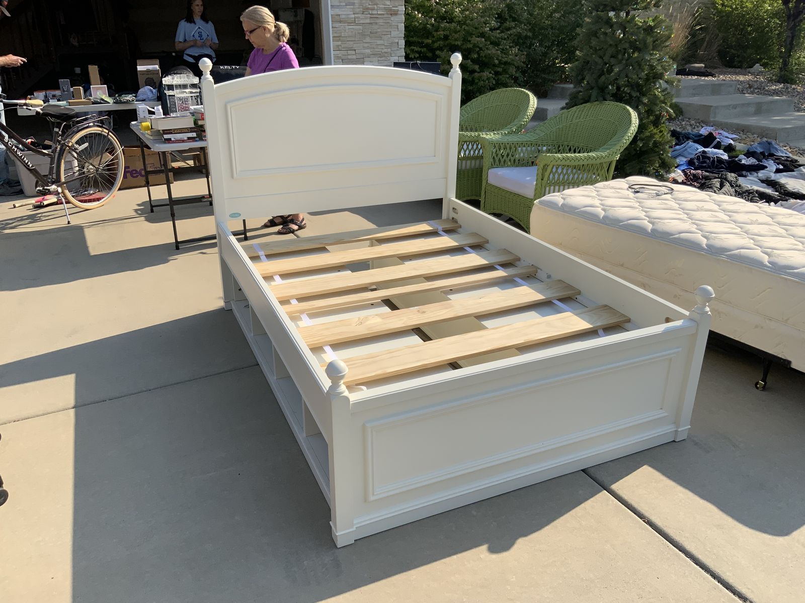 Kids Off white full bed with headboard , footboard and storage