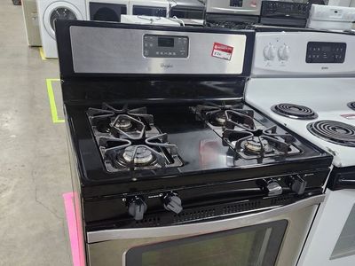Whirlpool Gas Range Stove Stainless Steel & Black 4-Burner Oven