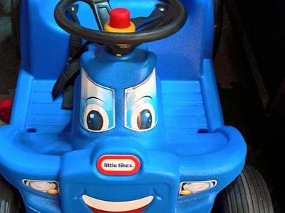 Little Tikes Blue Cozy Coupe Ride-On Toy Car with Steering Wheel and Safety Belt