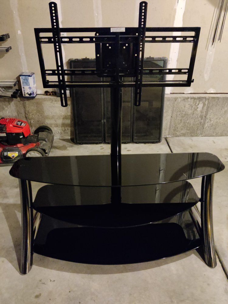Glass TV stand with shelves