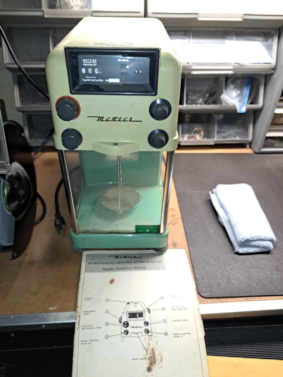 Mettler H16 Analytical Balance Vintage Lab Scale with Manual & 1969 Calibration Sticker