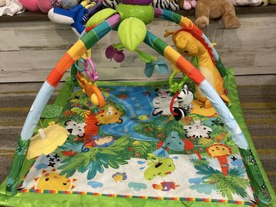 Bright Starts Safari Blast Activity Gym & Play Mat with Tummy Time Pillow & Toys - Excellent Condition