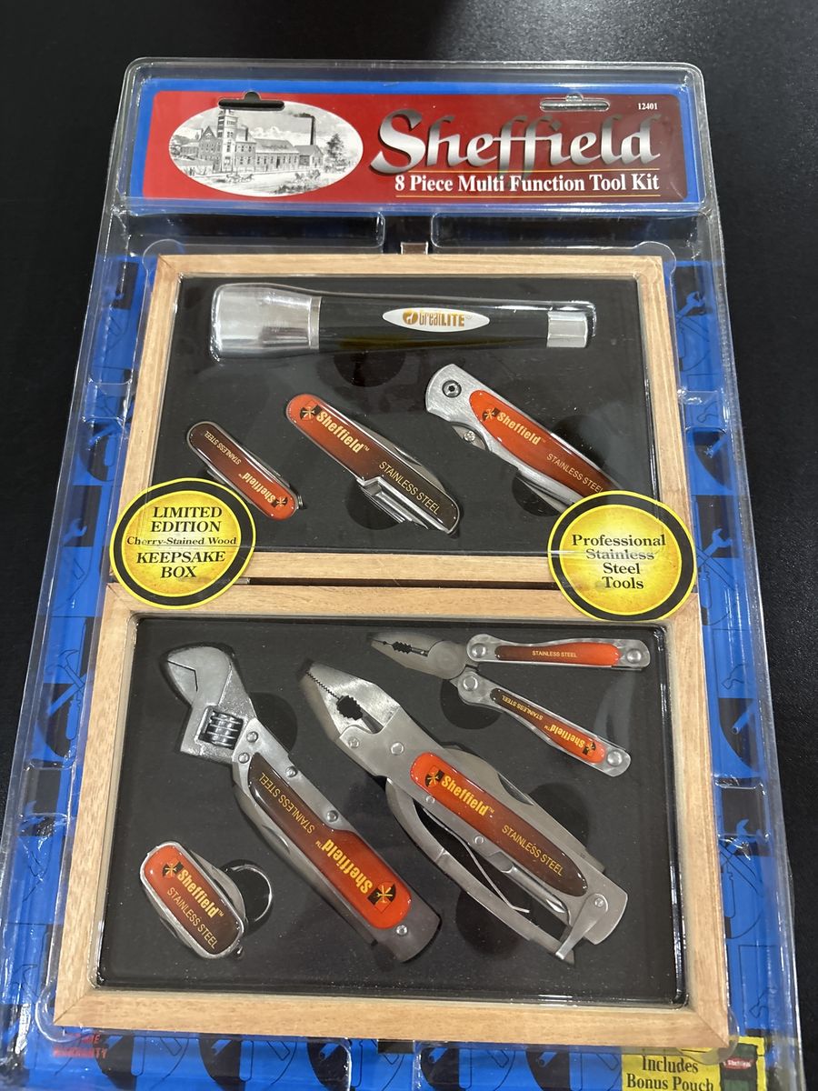 Sheffield 8-Piece Multi-Function Tool Kit - Limited Edition w/ Keepsake Box & Bonus Pouch