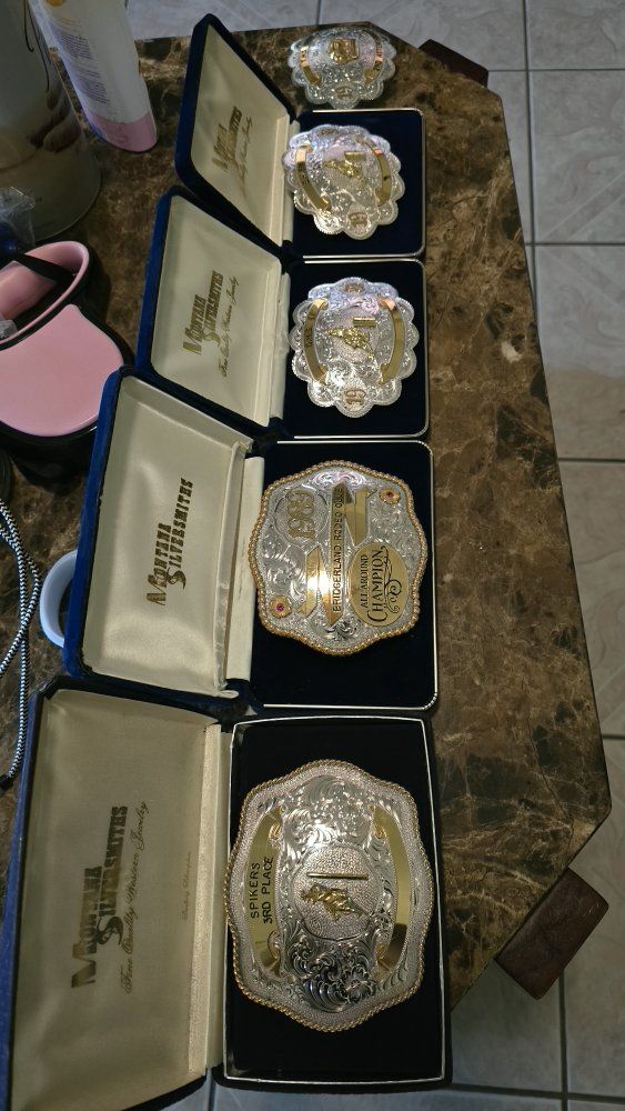 Montana Silversmiths Vintage Sterling Silver Plate Rodeo Belt Buckles - Various