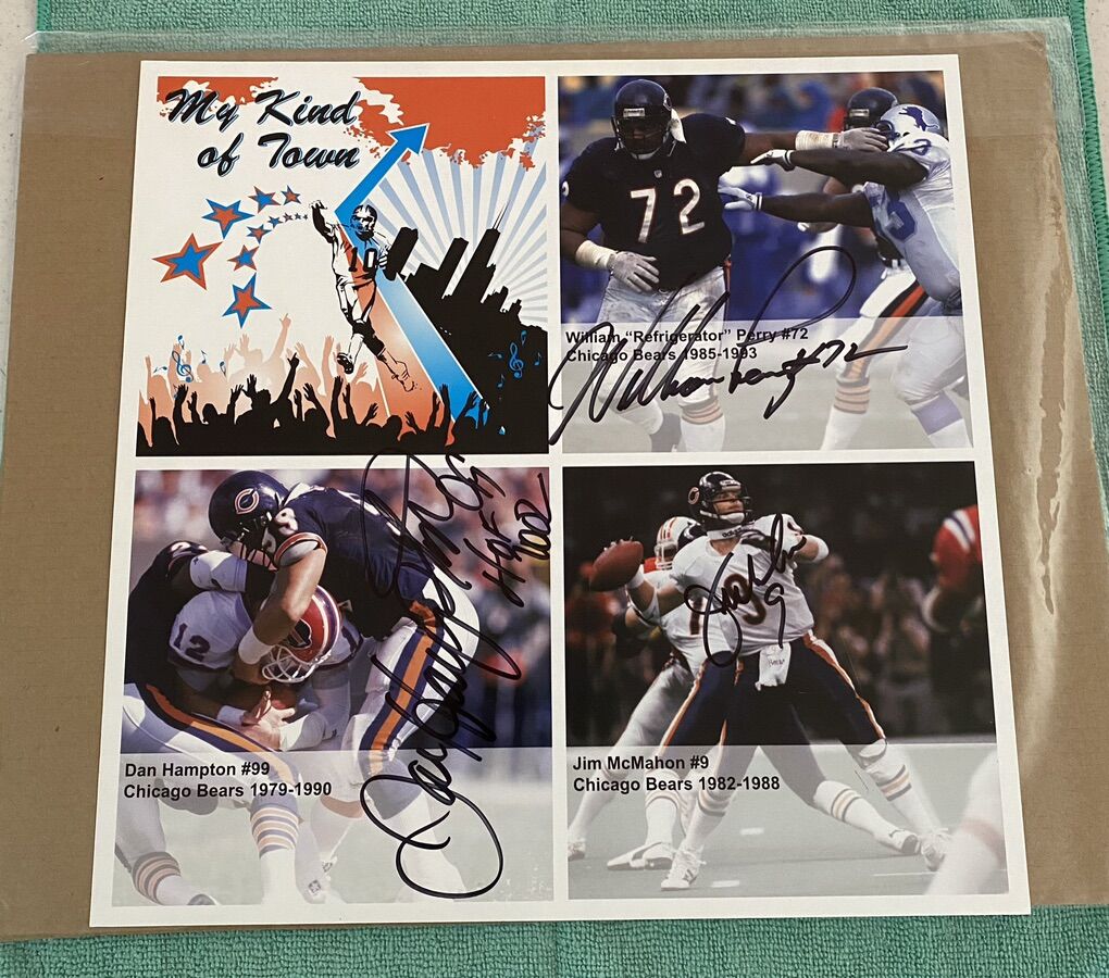 Jim McMahon, W. Perry, D. Hampton Autograph Signed