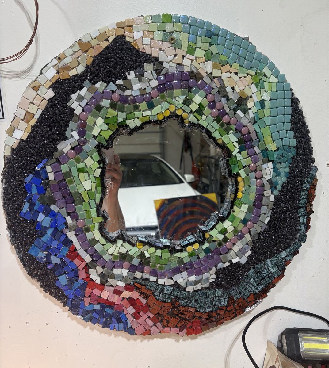 Handmade Colorful Mosaic Round Mirror Wall Decor Art