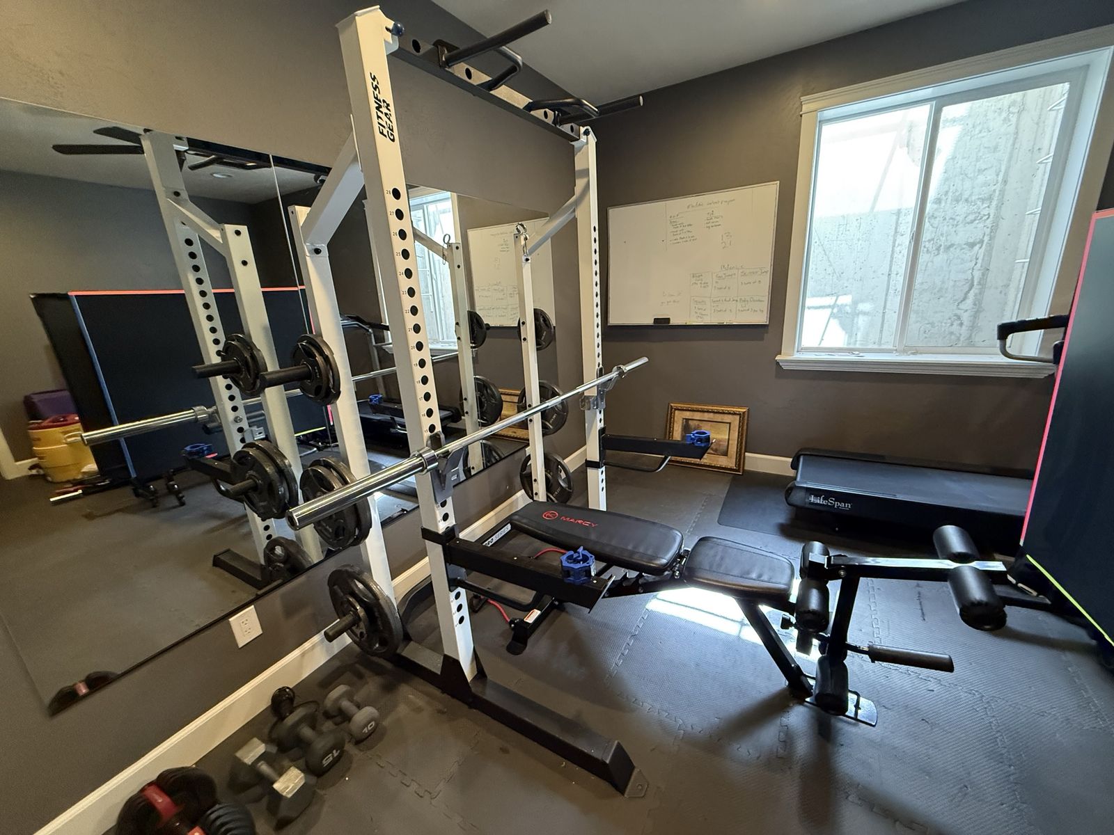 Fitness Gear Power Rack with Bench & Barbell - Excellent Home Gym Setup