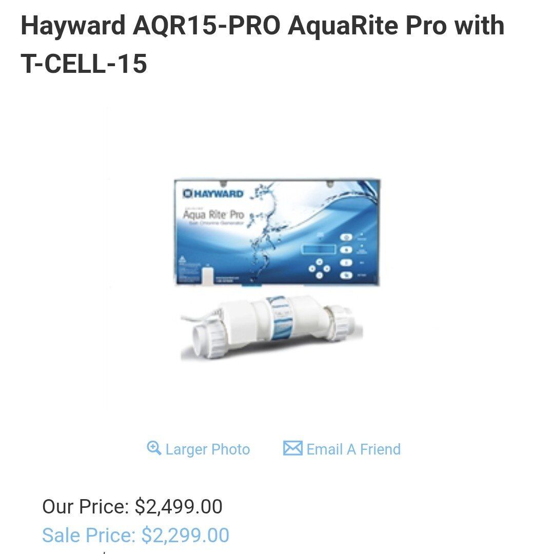 Aquarite Pro 40k Gallon Salt Pool System