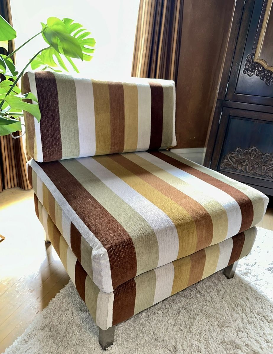 Vintage Striped Armless Accent Chair