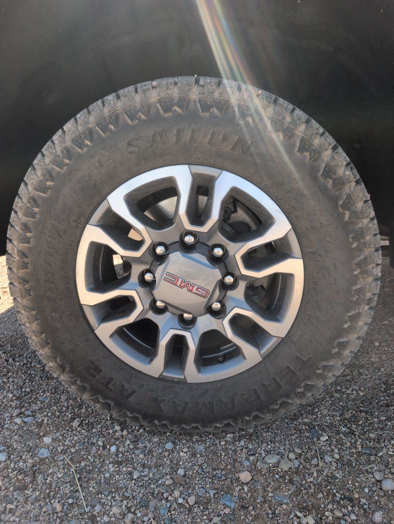 Wheels and tires included!! 
4 Sailun Terramax AT2 LT275/70R18 Tire on GMC 18-Inch Alloy Wheel