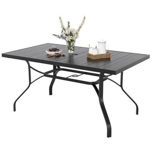 Soohow 60" Outdoor Dining Table - Black Powder-Coated Metal