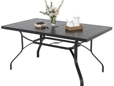 Soohow 60" Outdoor Dining Table - Black Powder-Coated Metal