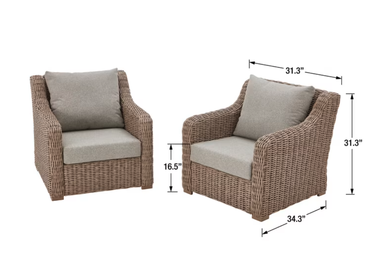 New in Box Better Homes & Gardens Bellamy Outdoor 2pk Lounge Chairs, Gray
