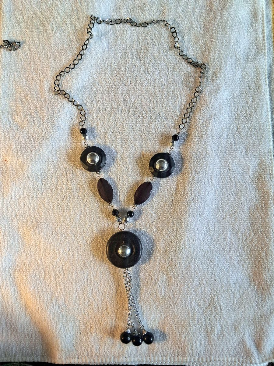 Lot of 4 Fashion Necklaces - Silver Tone and Mixed Media Statement Jewelry