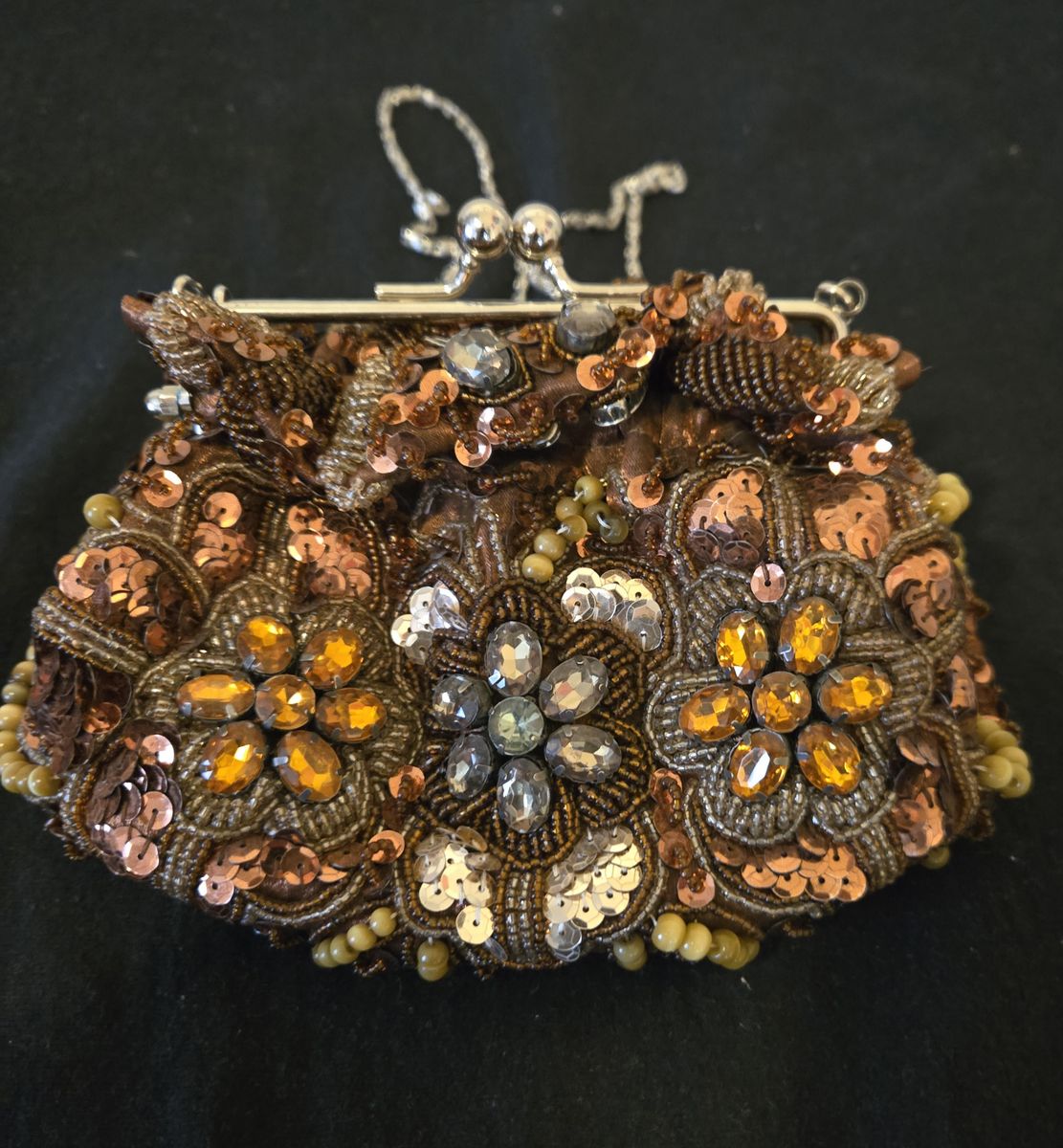 Vintage Sequin Beaded Floral Handbag