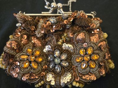 Vintage Sequin Beaded Floral Handbag