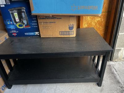 Black Wooden Coffee Table, Dining Table Set, and Roper Washing Machine Storage, King Bed-frame, mattresss and topper.