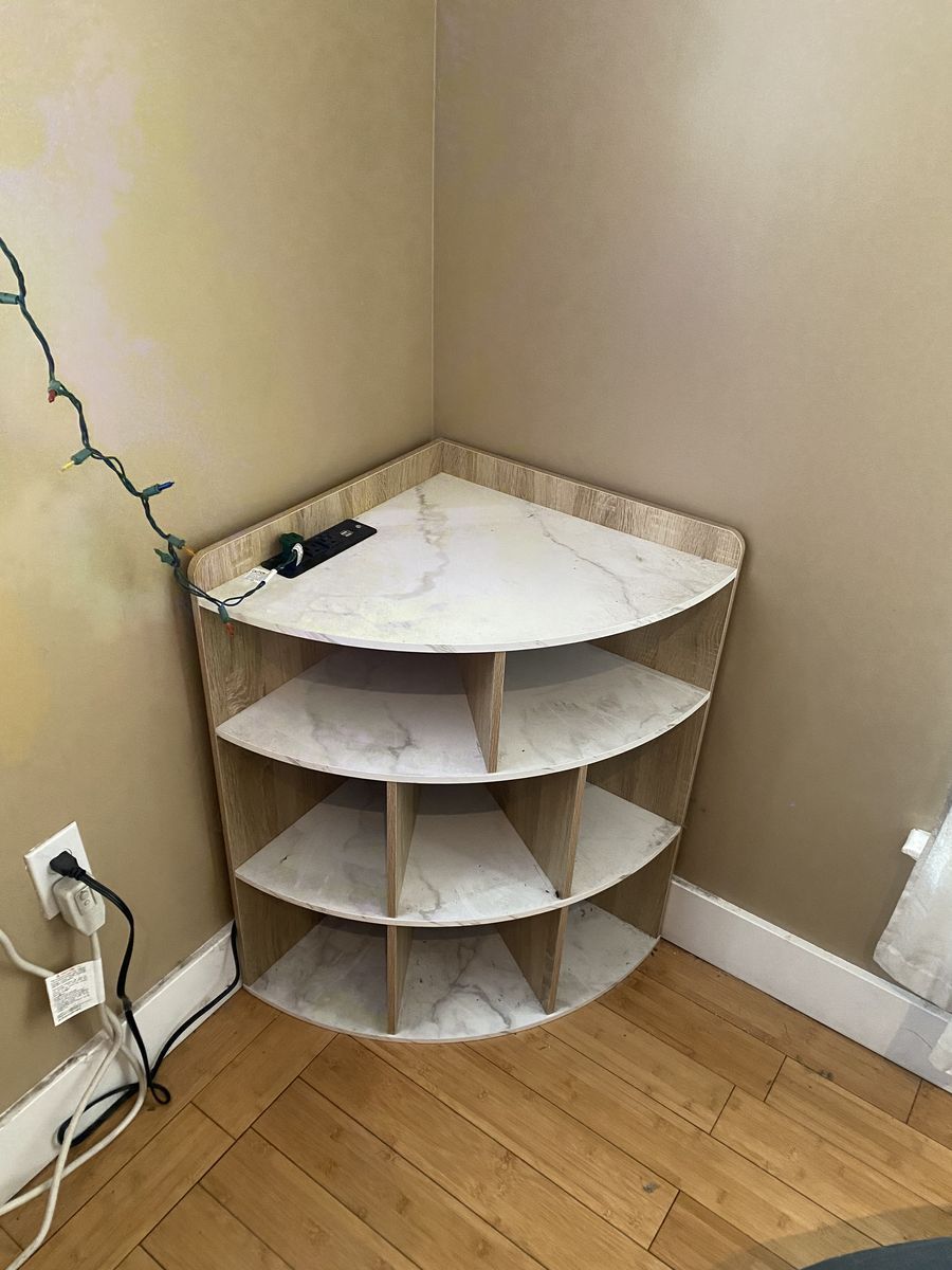 Corner Bookshelf with Built-in Outlets