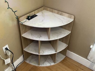 Corner Bookshelf with Built-in Outlets