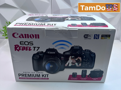 Canon EOS Rebel T7 DSLR Camera Premium Kit 18-55mm & 75-300mm Lenses WiFi Bundle