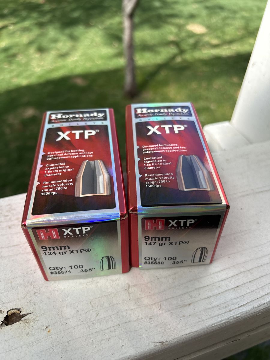 2 - 100 Round Boxes Of hornady 9mm XTP Bullets