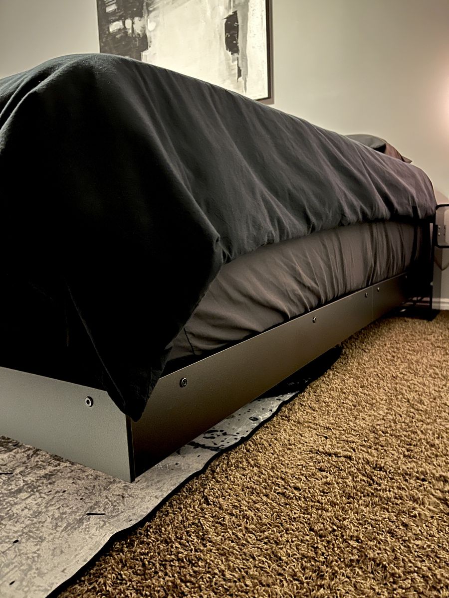 Modern black floating queen bed frame