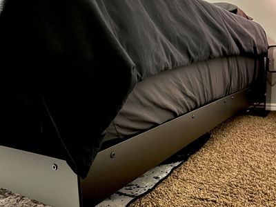 Modern black floating queen bed frame