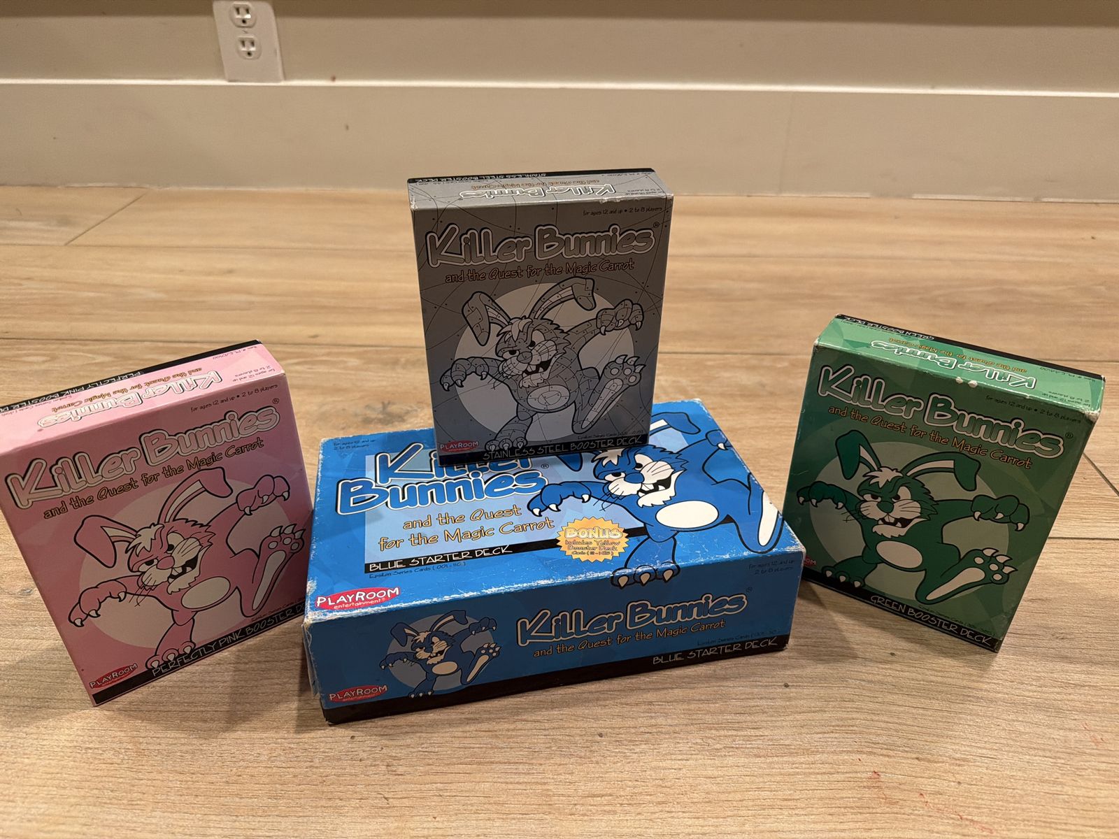 Killer Bunnies Blue Starter Deck, Perfectly Pink, Stainless Steel & Green and more! Booster Decks Card Game Lot