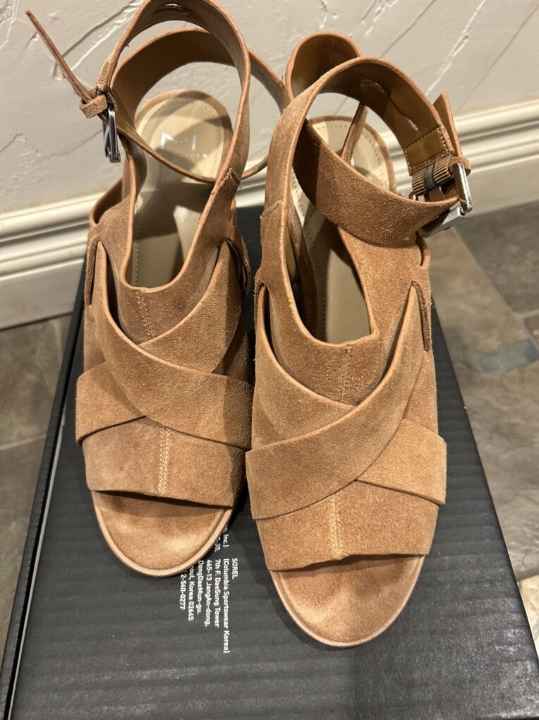 Marc Fisher Valen Light Brown Suede Strappy Heels