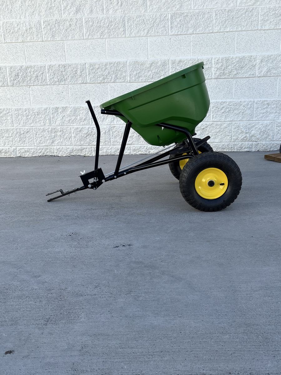 John Deere LP 39087 Tow-Behind Broadcast Spreader for Lawn and Garden, Green/Yellow