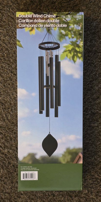 Large Outdoor Wind Chime - 46 inch Black Metal Tubes for Garden, Patio, or Home Decor